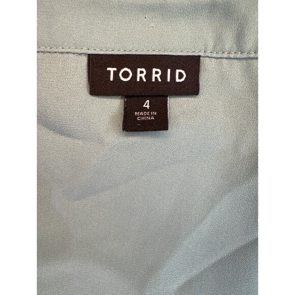 Torrid‎ Blouse Teal Green Plus Size 4 Women’s Top Boho Flowy Tunic Casual Chic - Picture 6 of 7